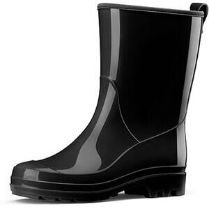 New Hisea Womens Size 7 Black Slide On Waterproof Mid Calf Garden Rain Boots